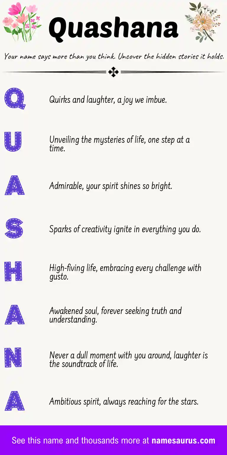 Acrostic poem about Quashana.
