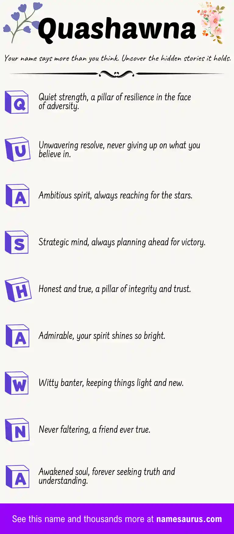 Acrostic poem about Quashawna.