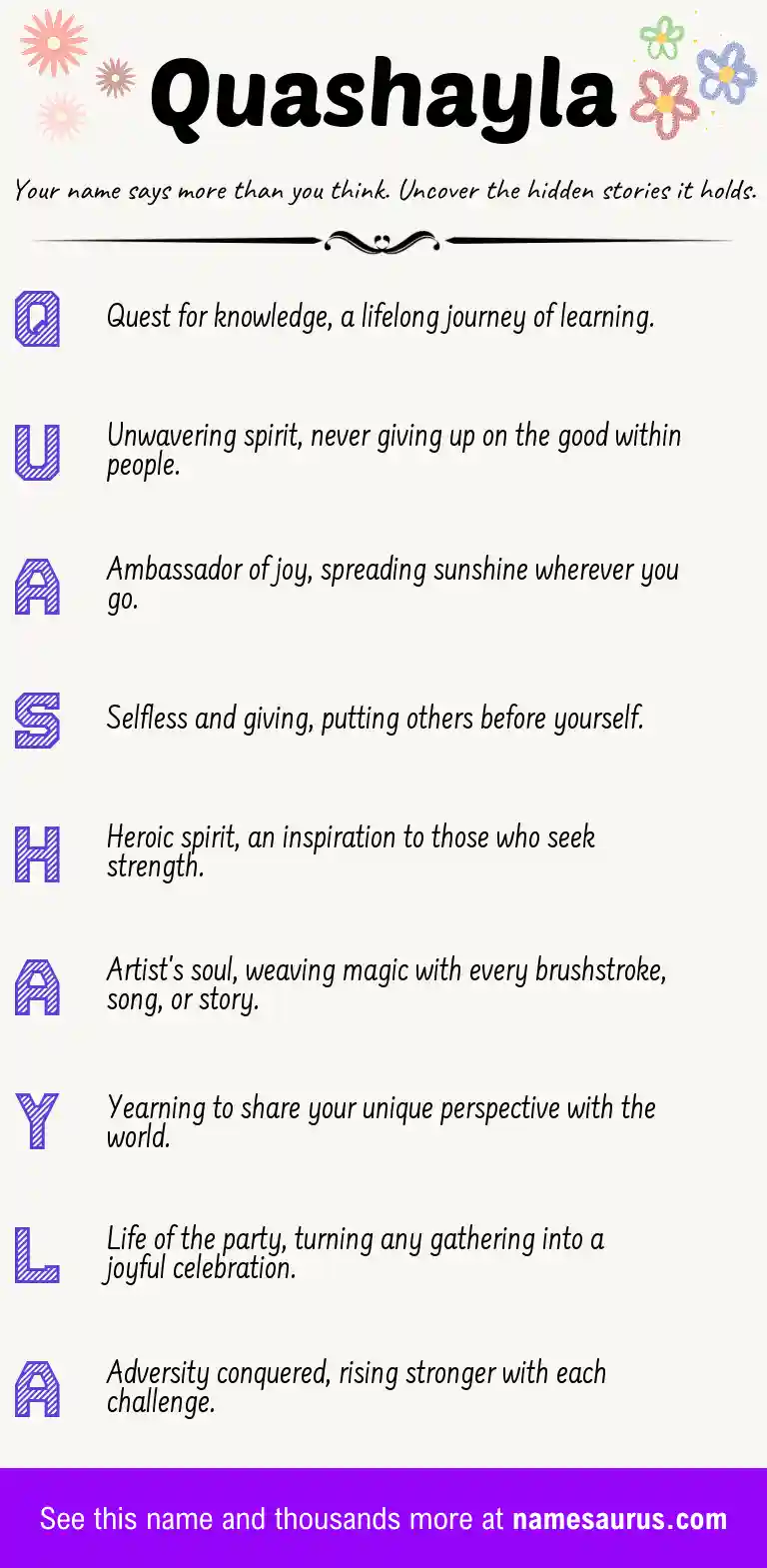 Acrostic poem about Quashayla.