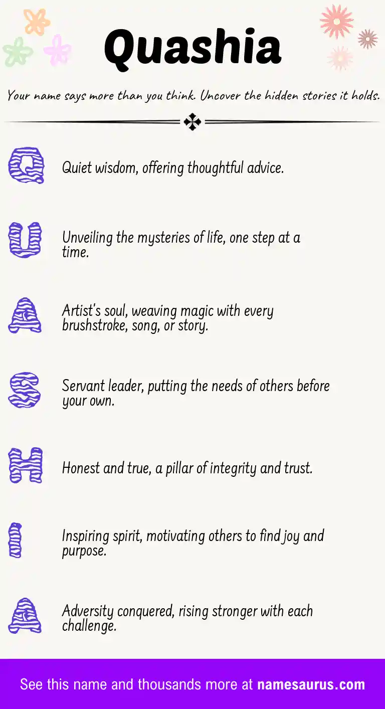 Acrostic poem about Quashia.