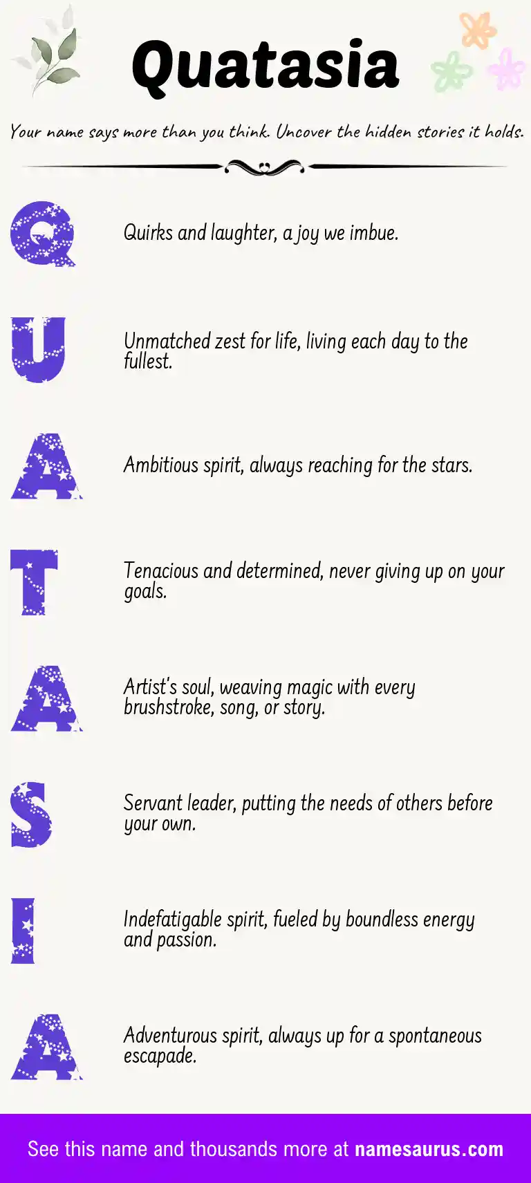 Acrostic poem about Quatasia.
