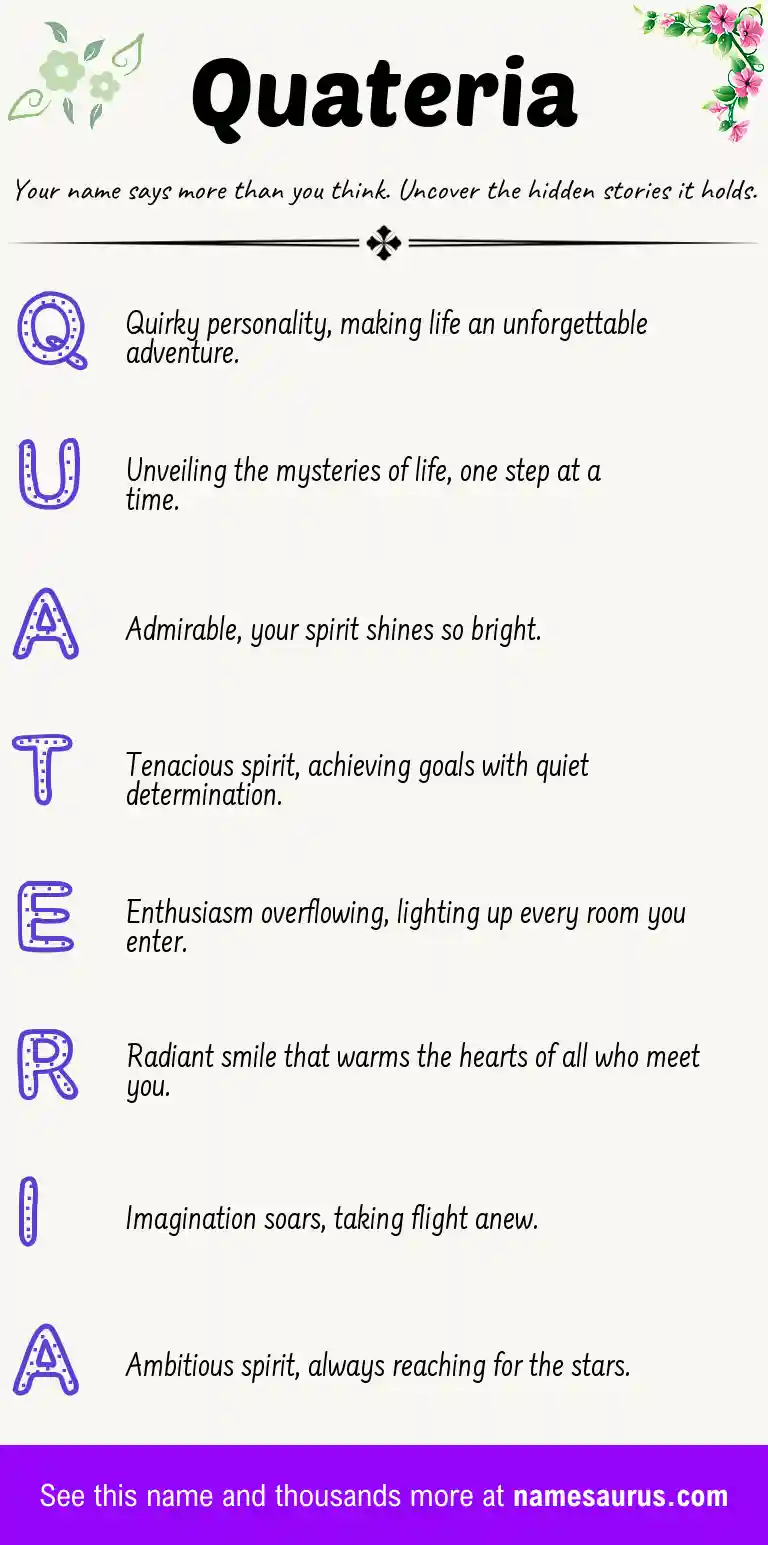 Acrostic poem about Quateria.