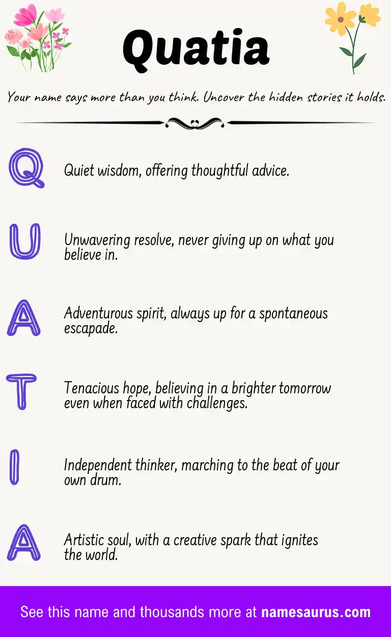 Acrostic poem about Quatia.