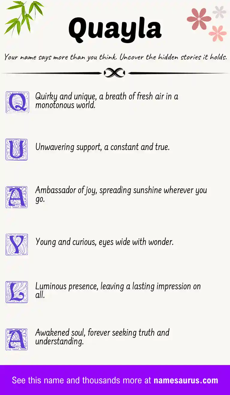 Acrostic poem about Quayla.