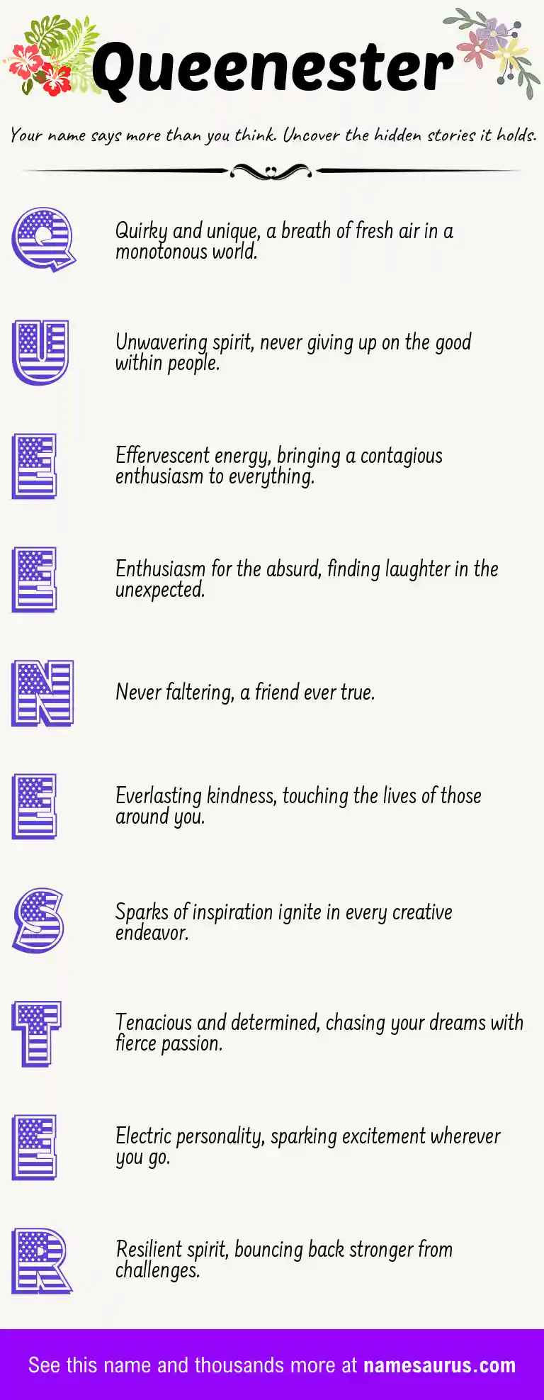 Acrostic poem about Queenester.