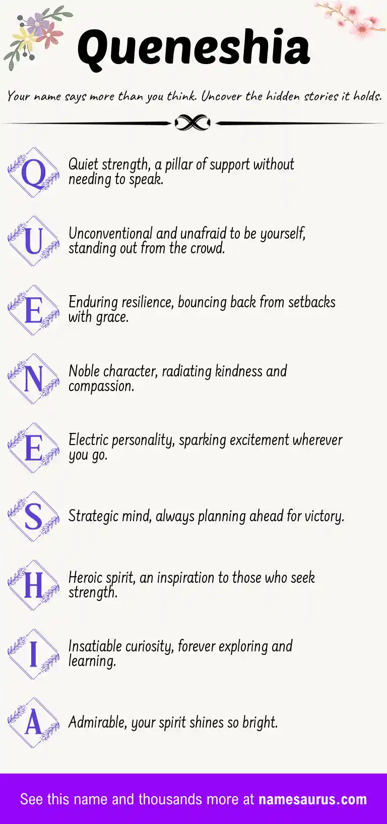 Acrostic poem about Queneshia.