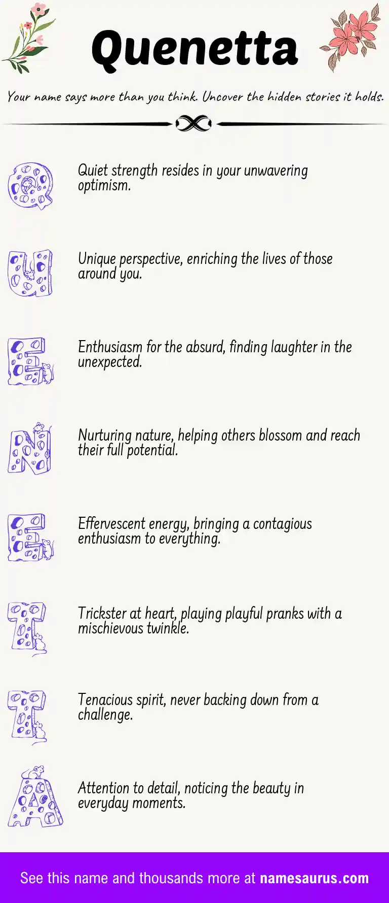 Acrostic poem about Quenetta.