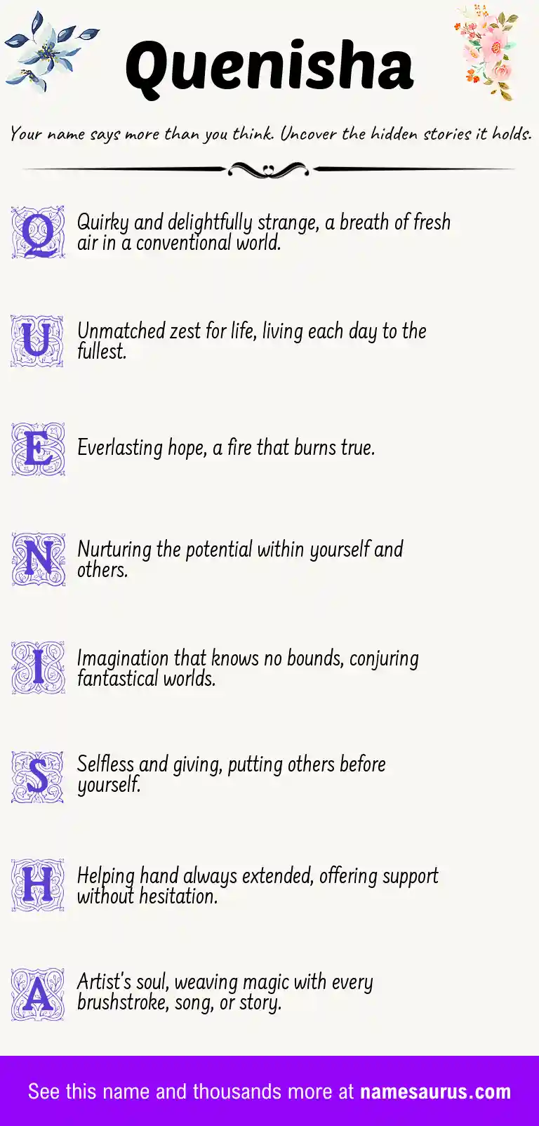 Acrostic poem about Quenisha.