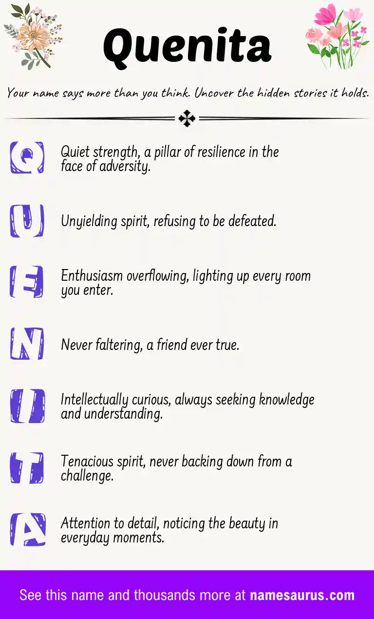 Acrostic poem about Quenita.