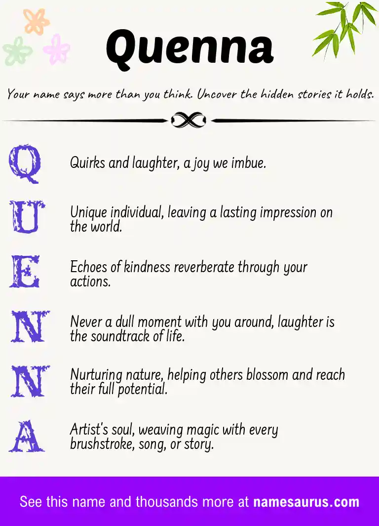 Acrostic poem about Quenna.