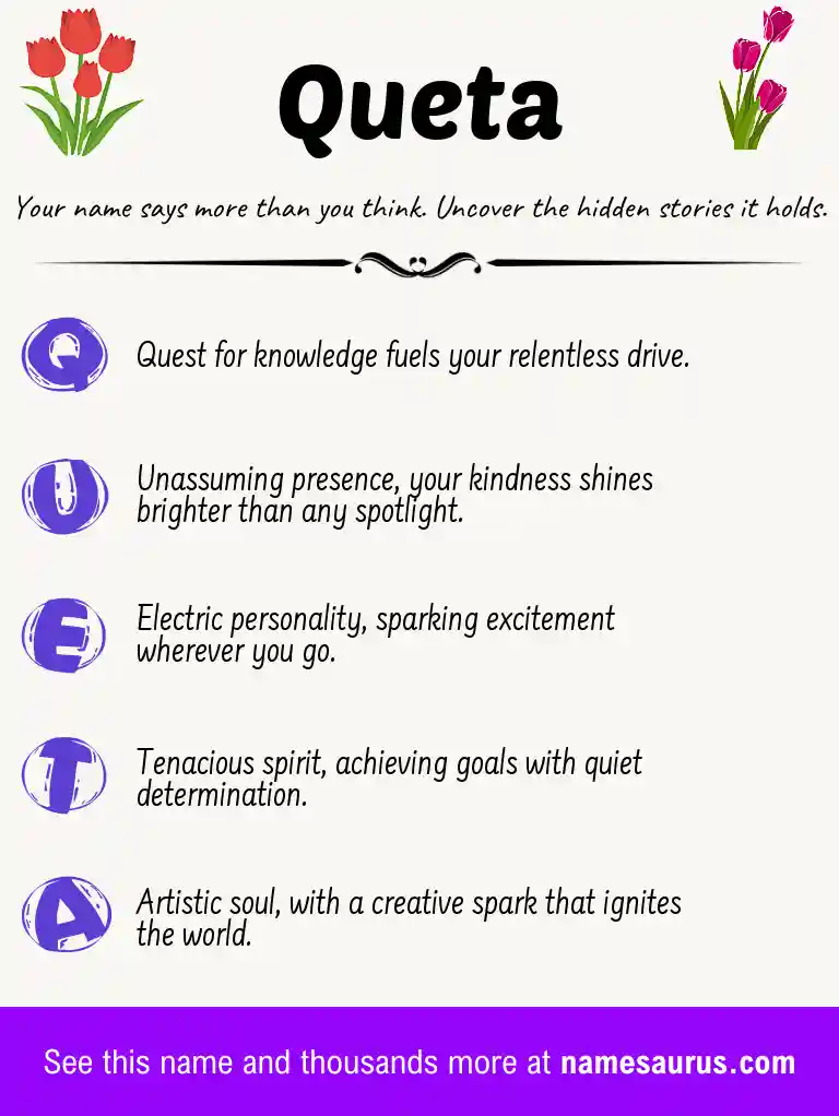 Acrostic poem about Queta.