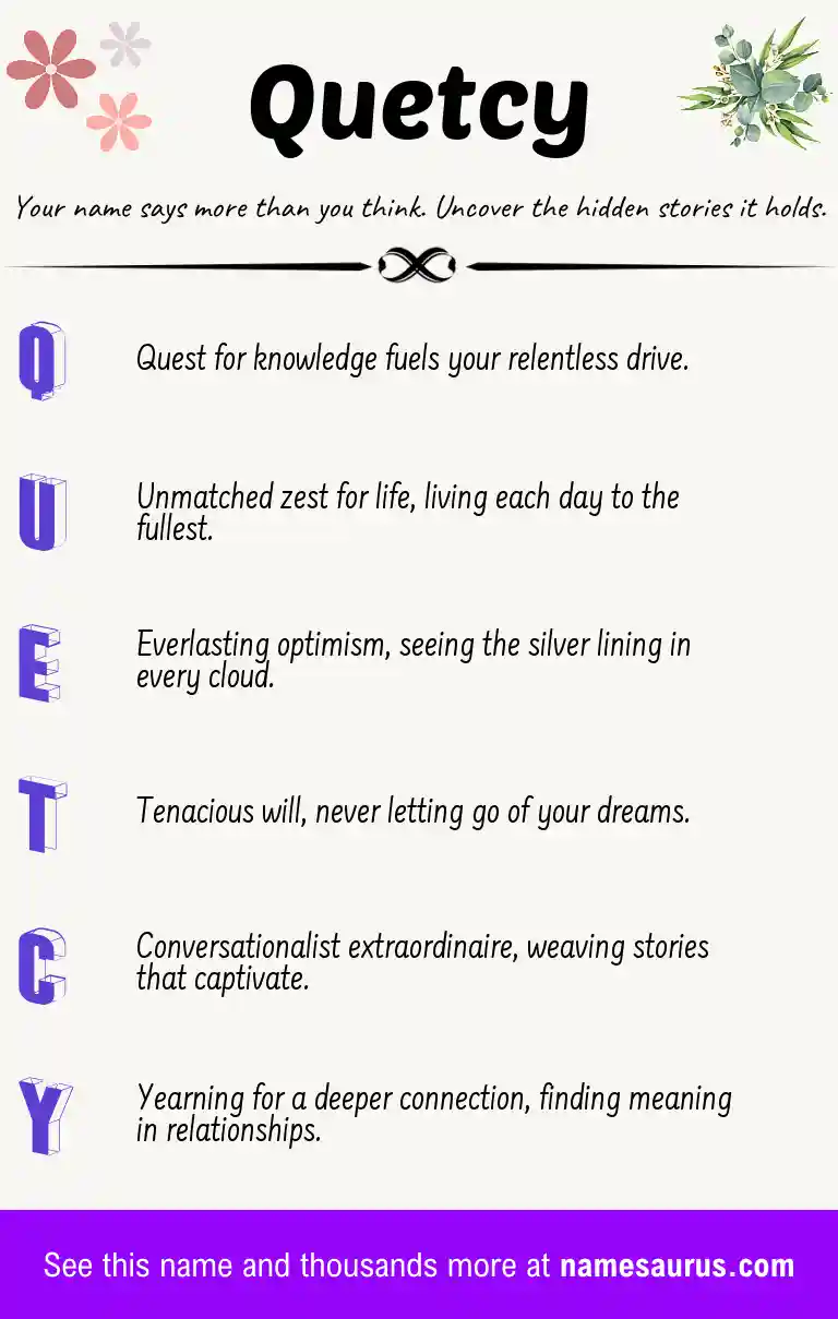 Acrostic poem about Quetcy.