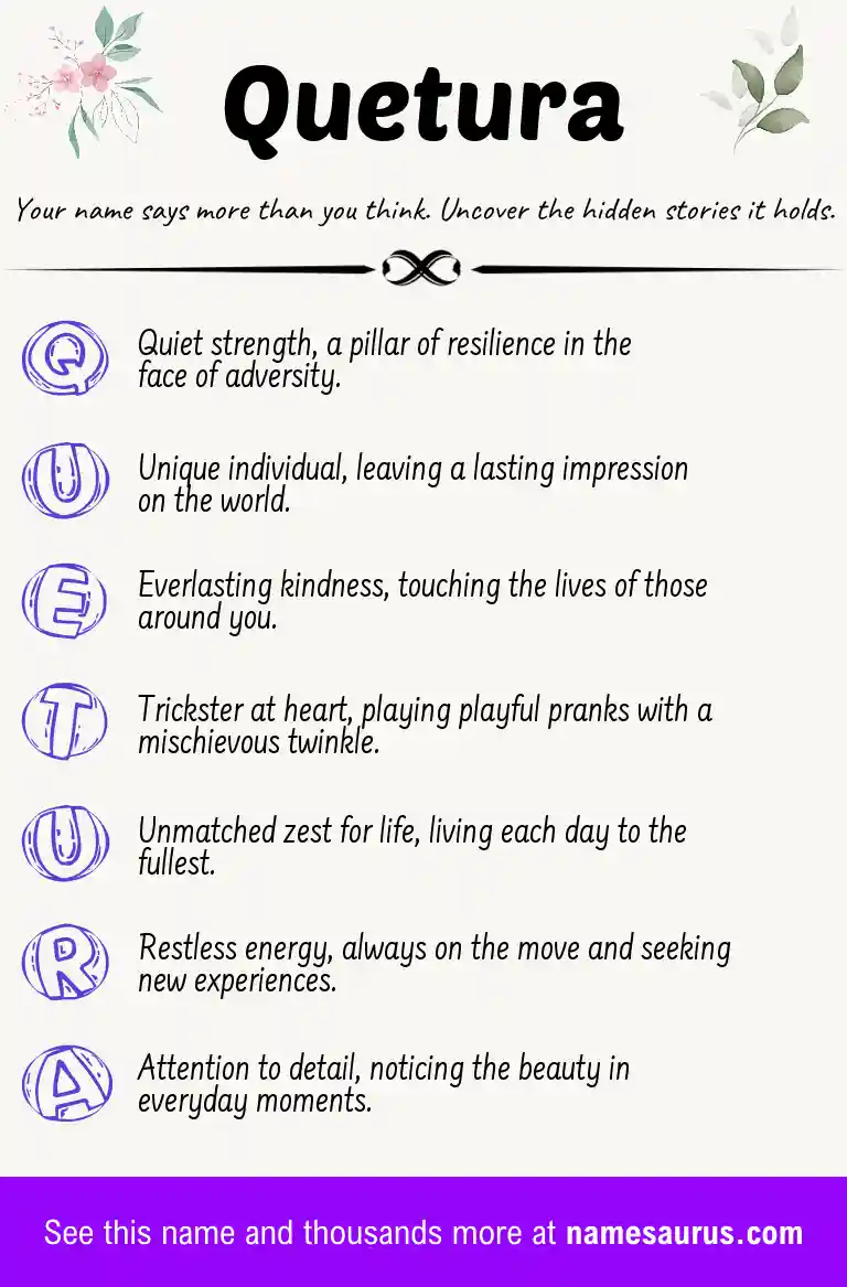 Acrostic poem about Quetura.