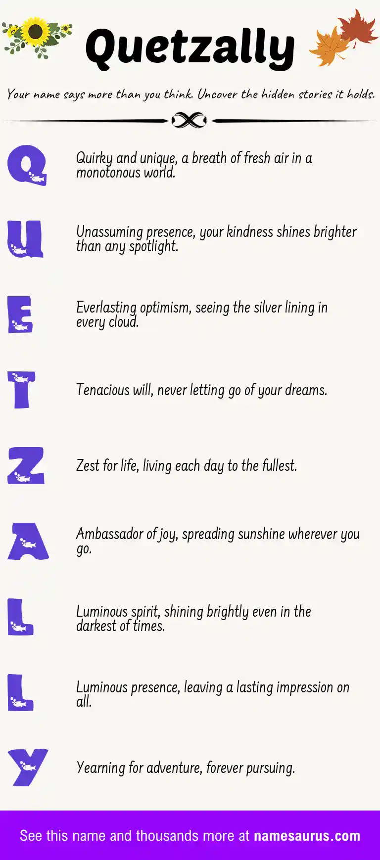 Acrostic poem about Quetzally.