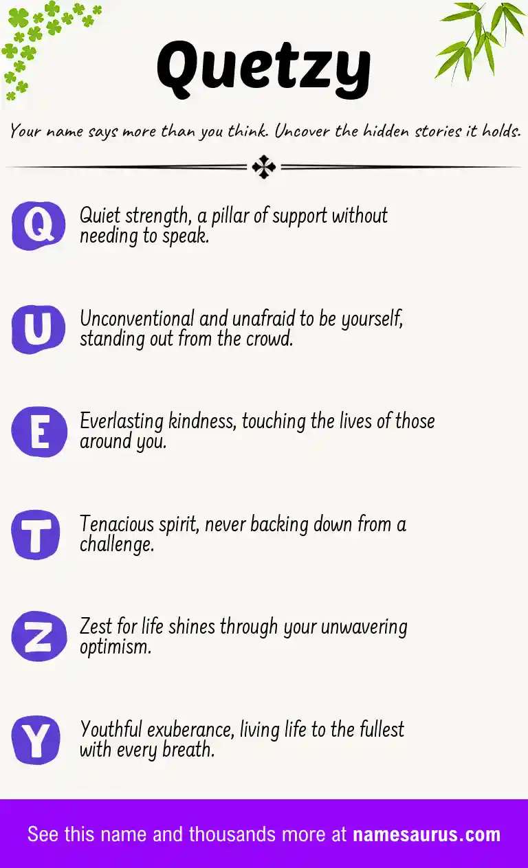 Acrostic poem about Quetzy.