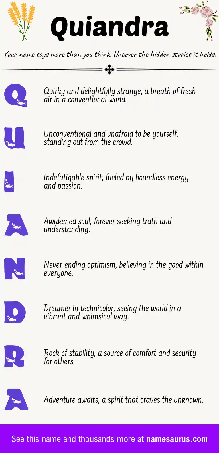 Acrostic poem about Quiandra.