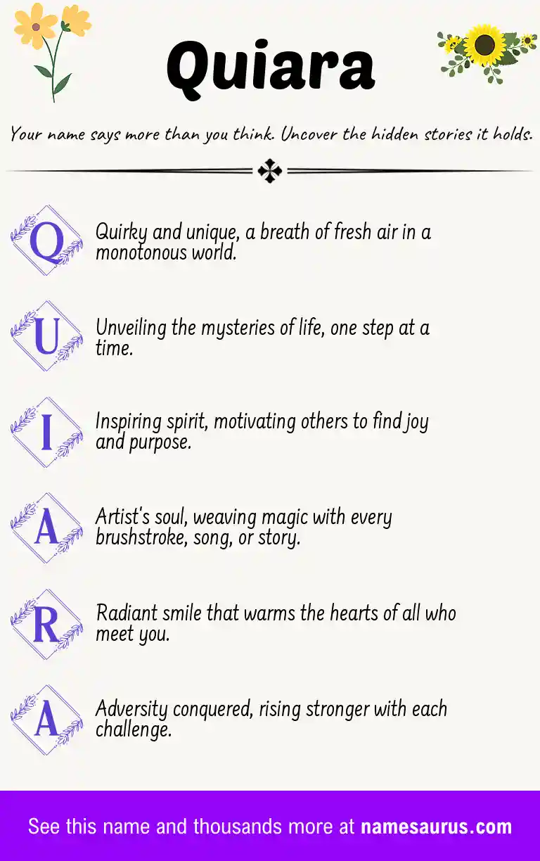 Acrostic poem about Quiara.