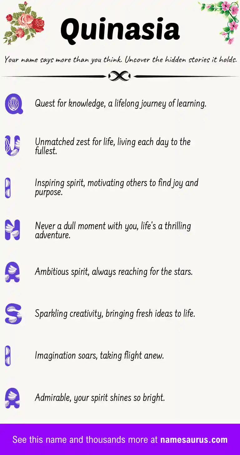 Acrostic poem about Quinasia.