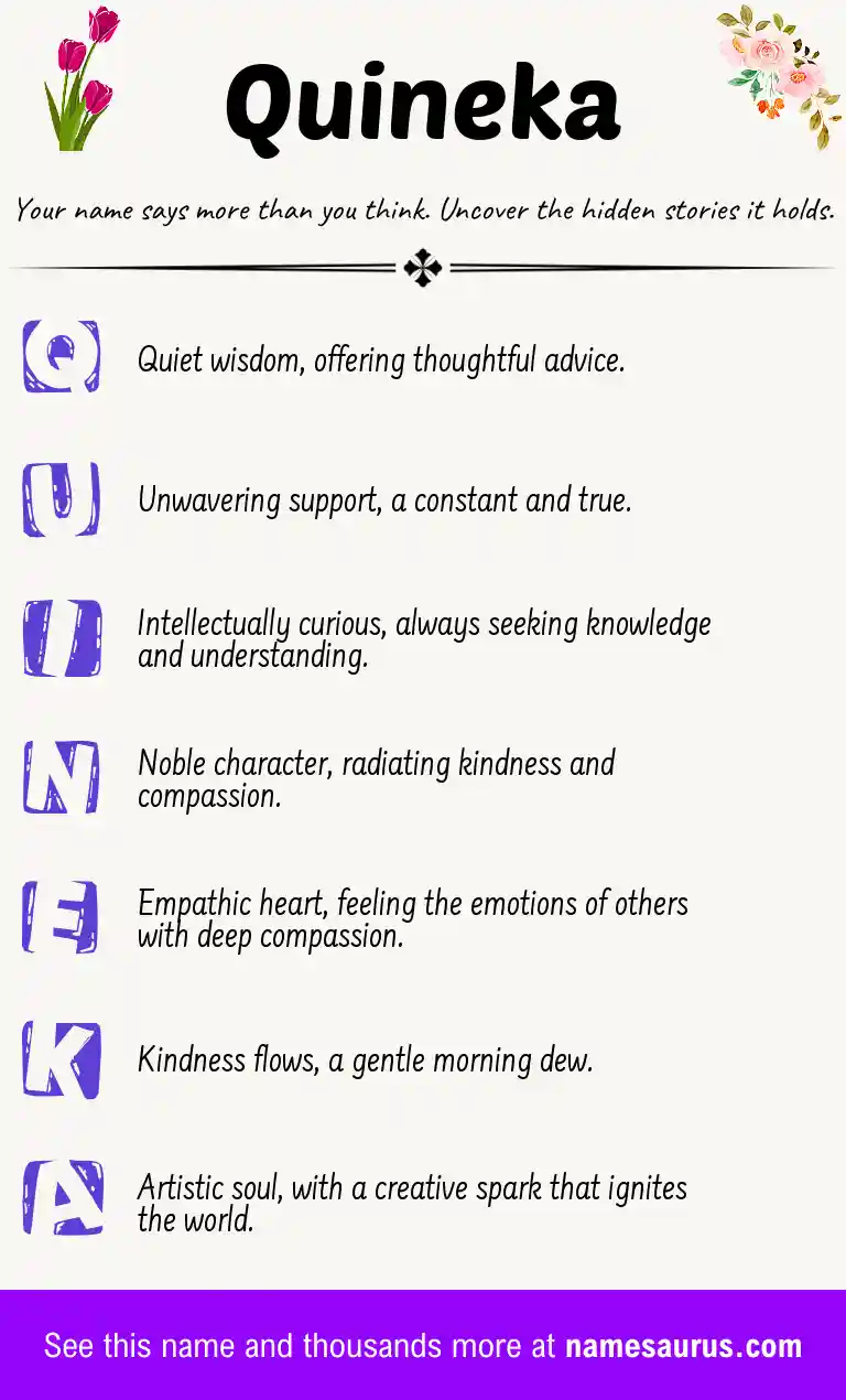 Acrostic poem about Quineka.