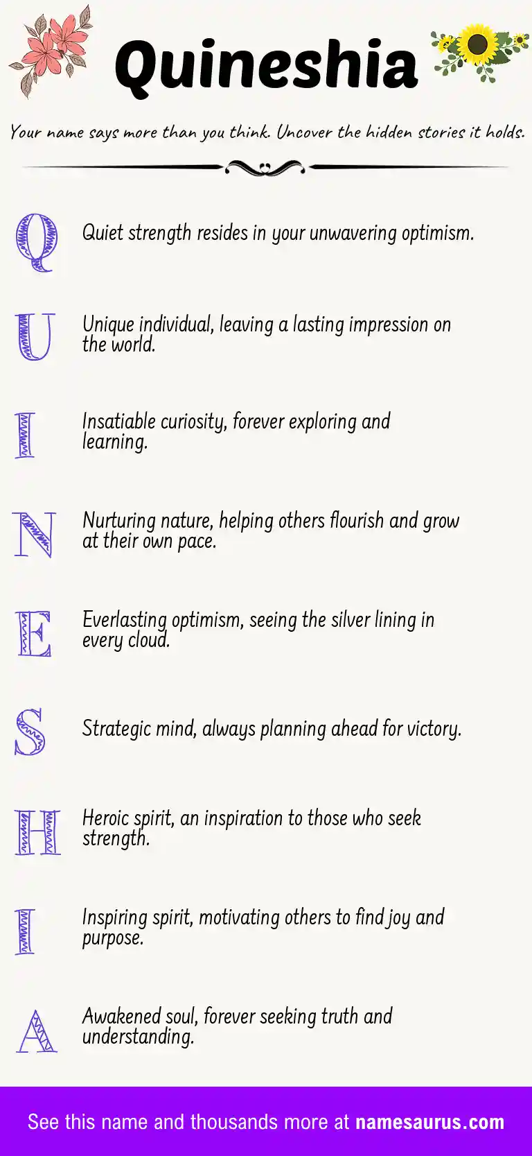 Acrostic poem about Quineshia.
