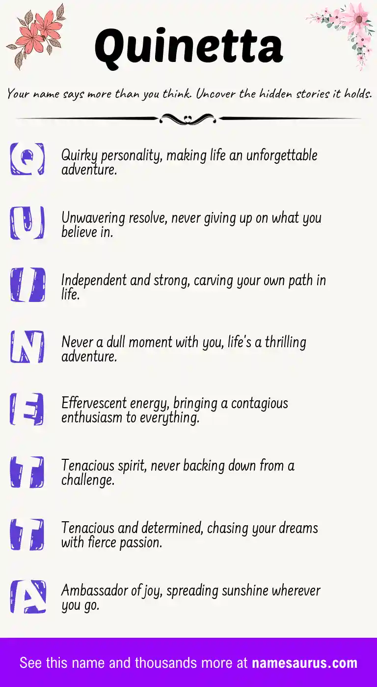 Acrostic poem about Quinetta.