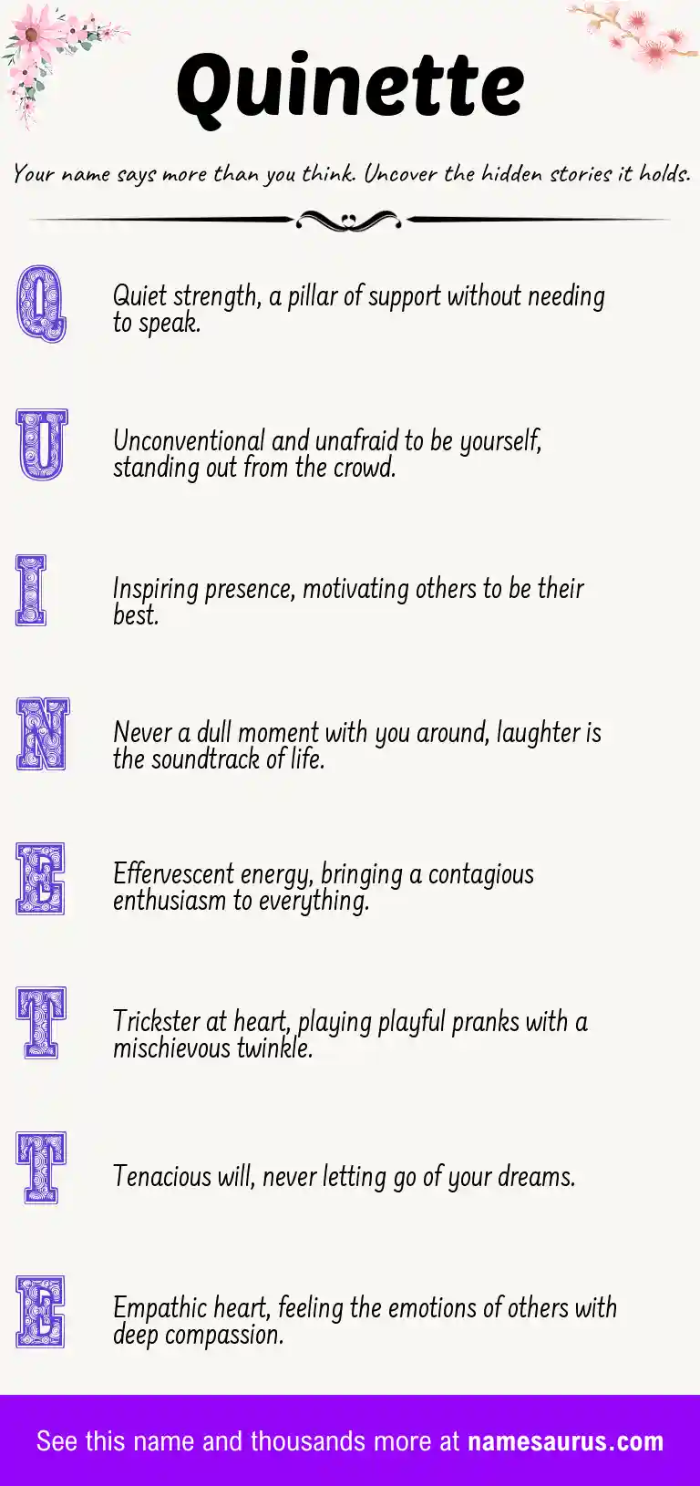 Acrostic poem about Quinette.