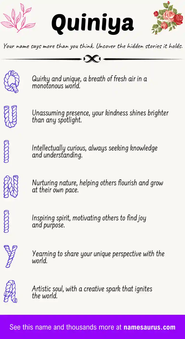 Acrostic poem about Quiniya.