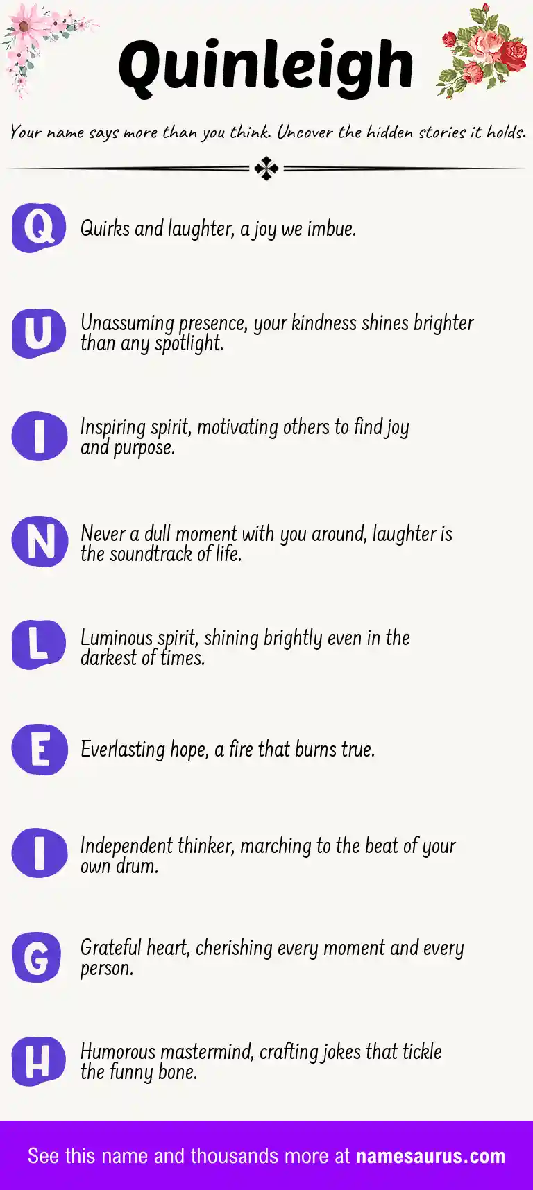 Acrostic poem about Quinleigh.