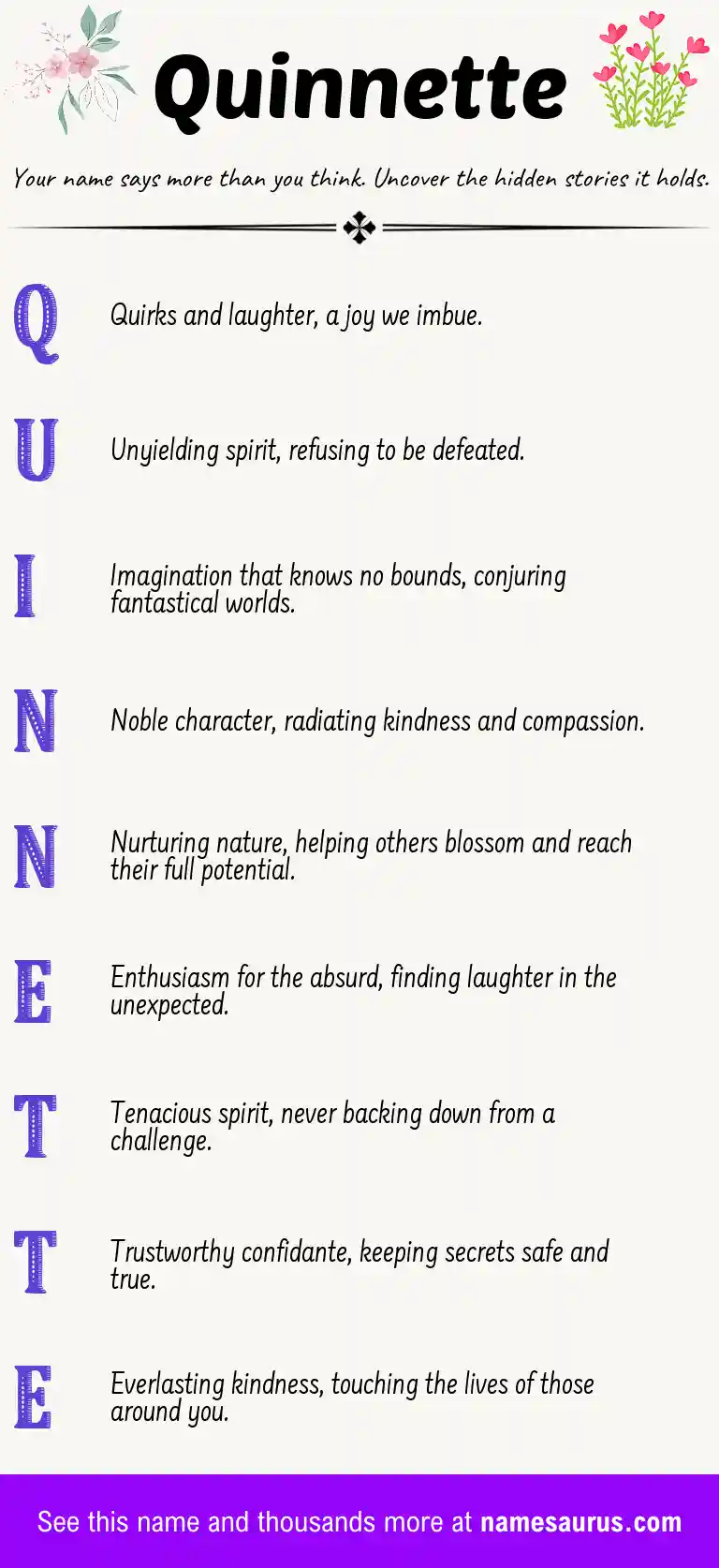 Acrostic poem about Quinnette.