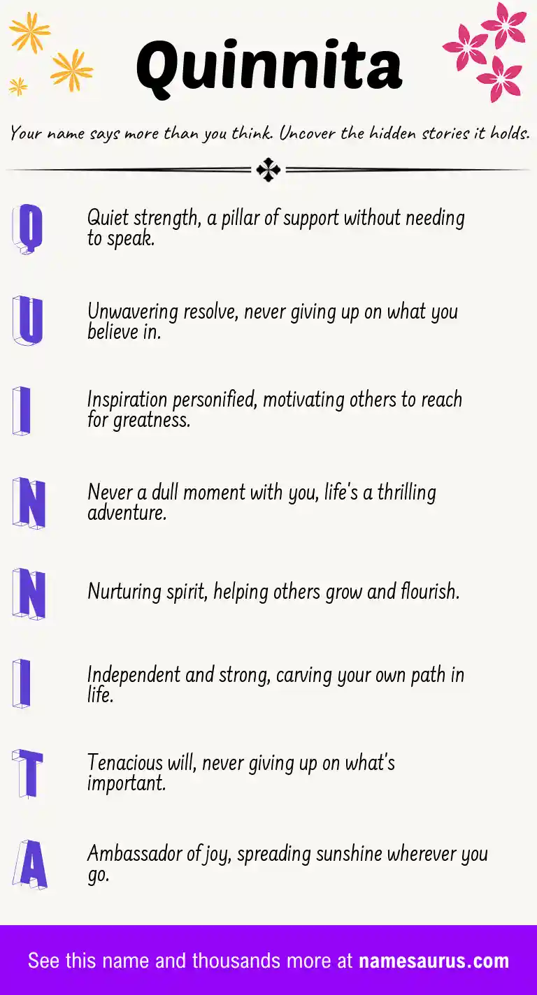 Acrostic poem about Quinnita.