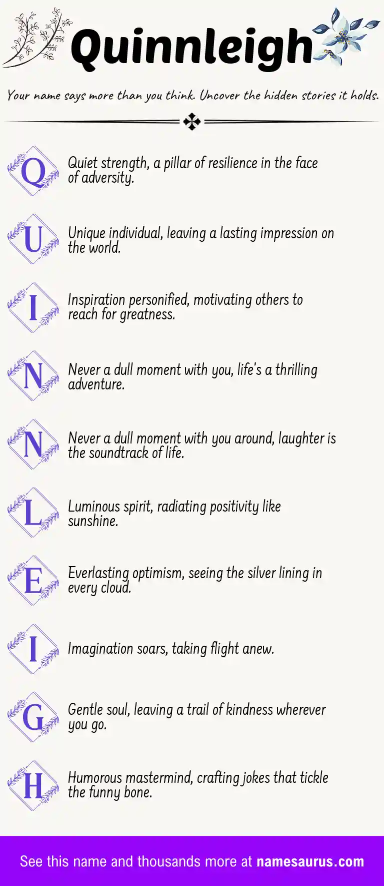 Acrostic poem about Quinnleigh.
