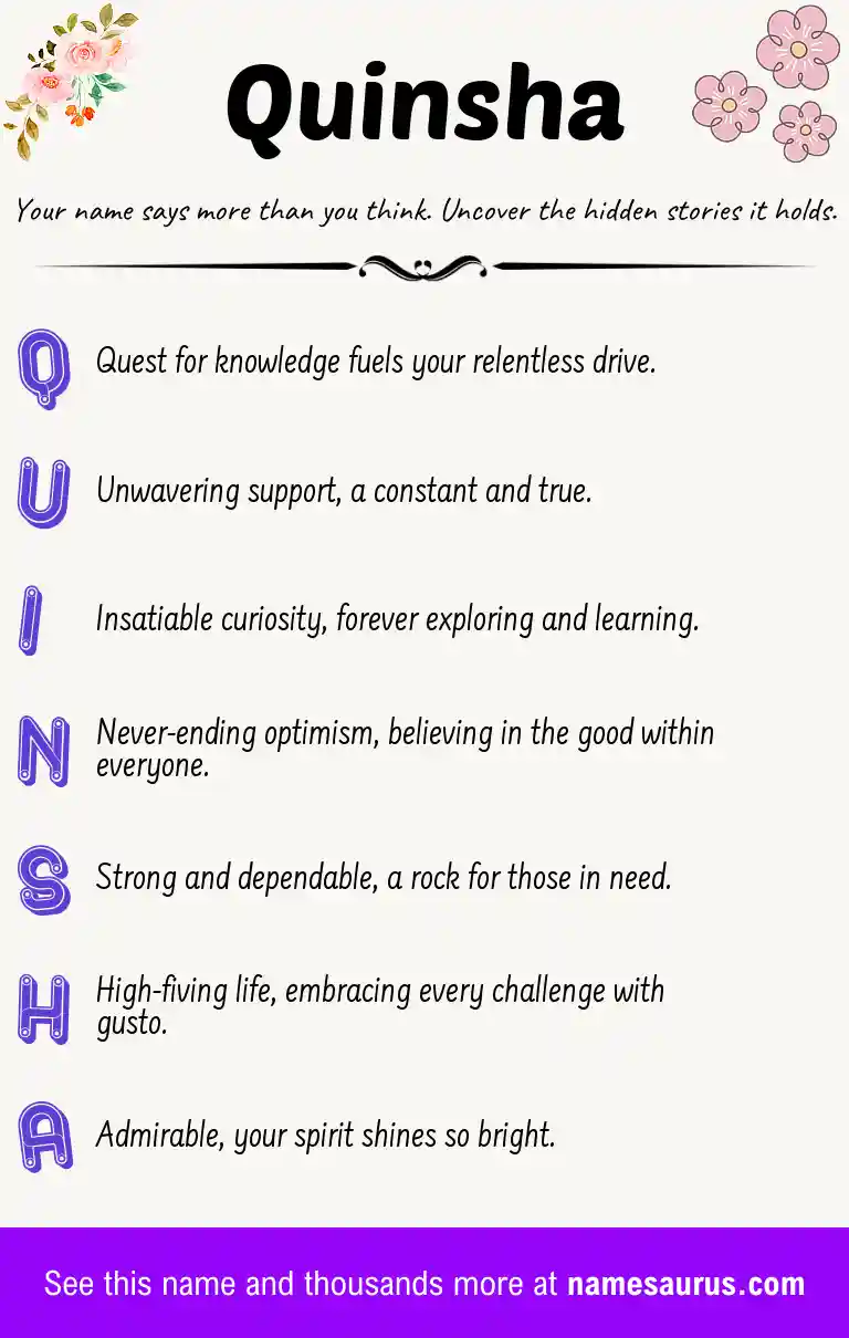 Acrostic poem about Quinsha.