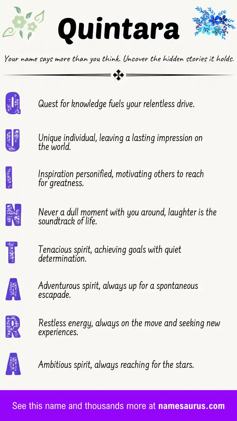 Acrostic poem about Quintara.