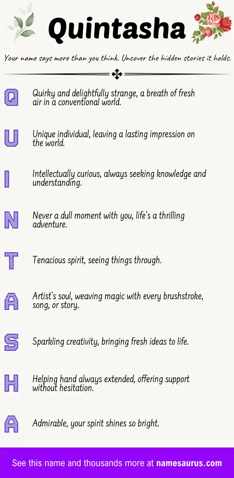 Acrostic poem about Quintasha.