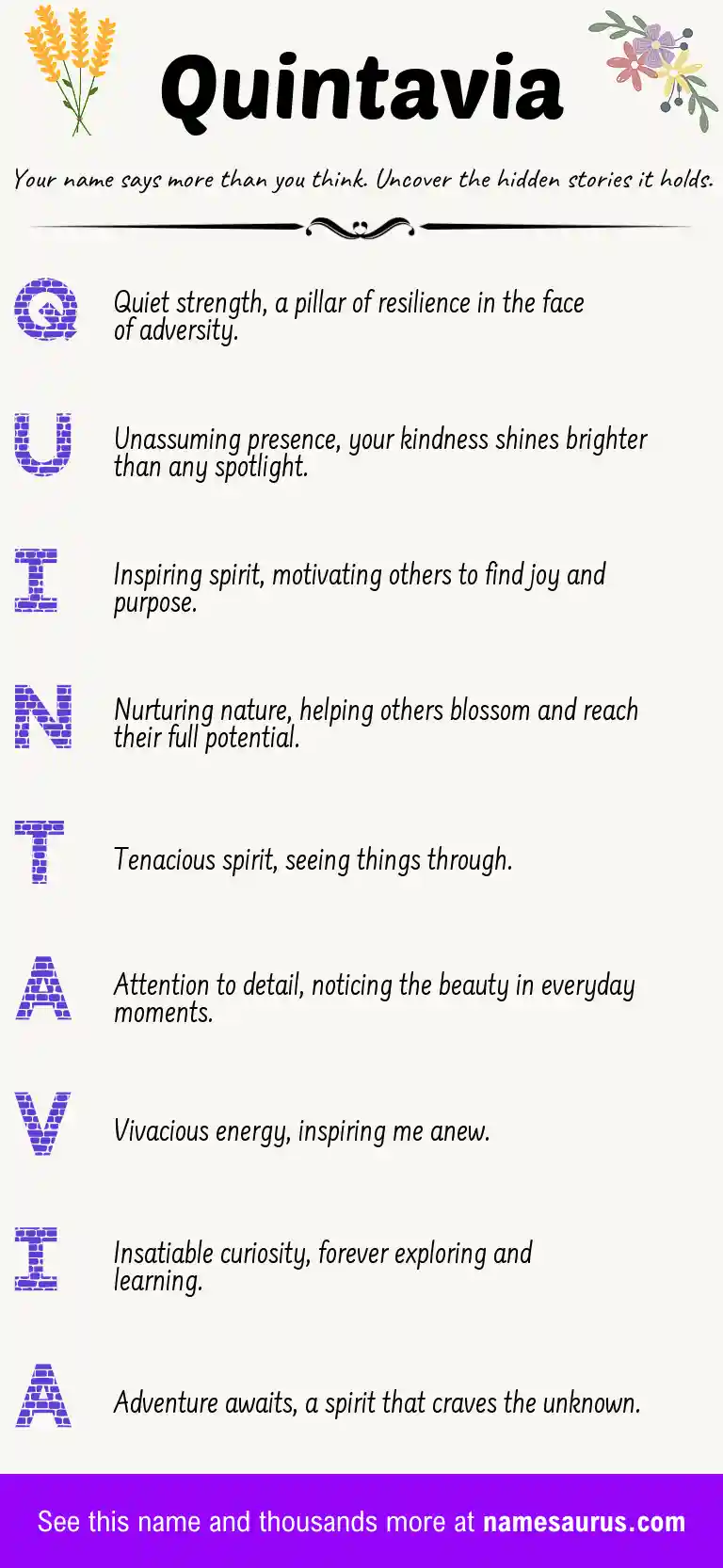 Acrostic poem about Quintavia.