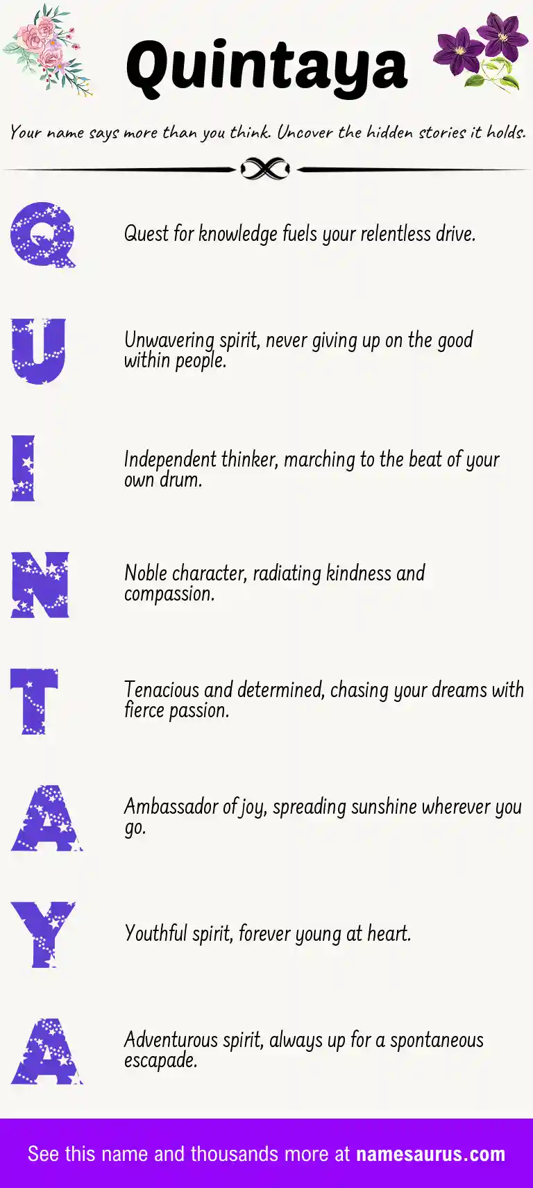 Acrostic poem about Quintaya.