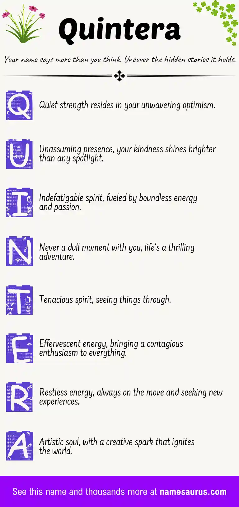 Acrostic poem about Quintera.