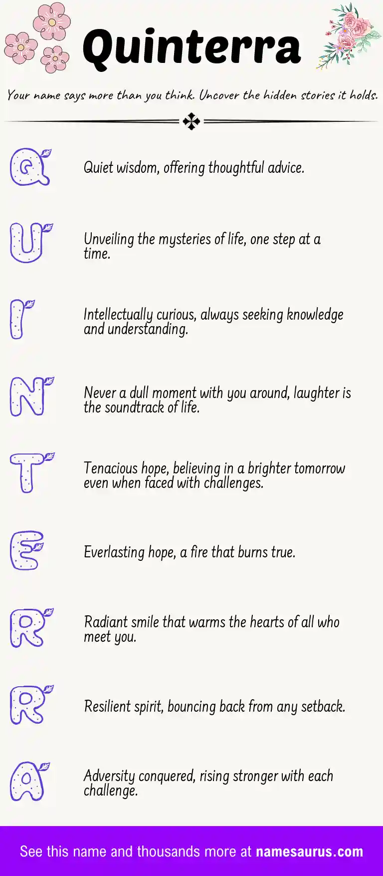 Acrostic poem about Quinterra.