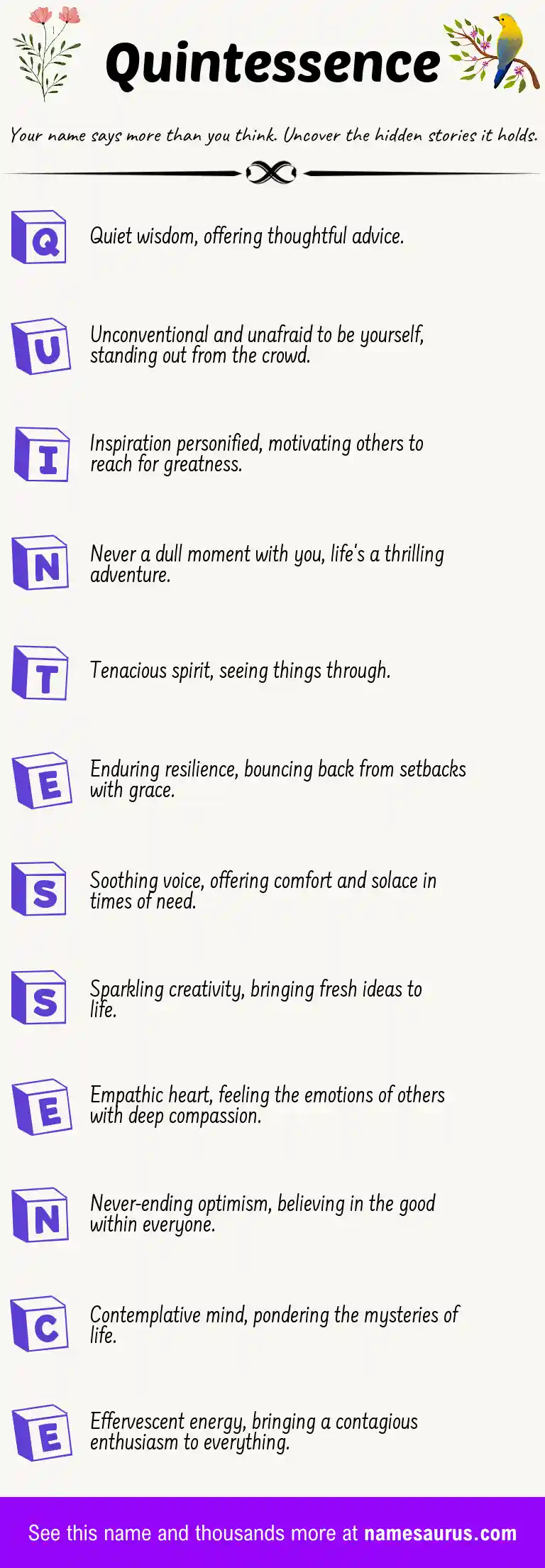 Acrostic poem about Quintessence.
