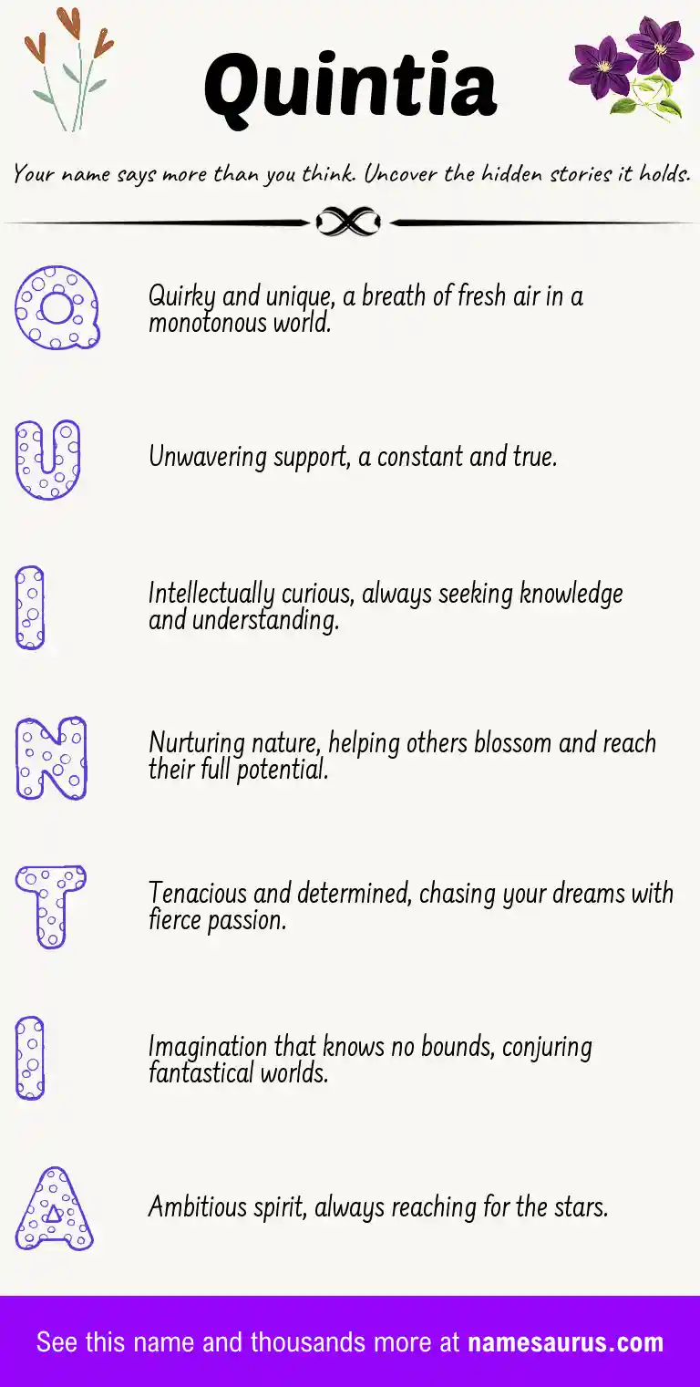 Acrostic poem about Quintia.