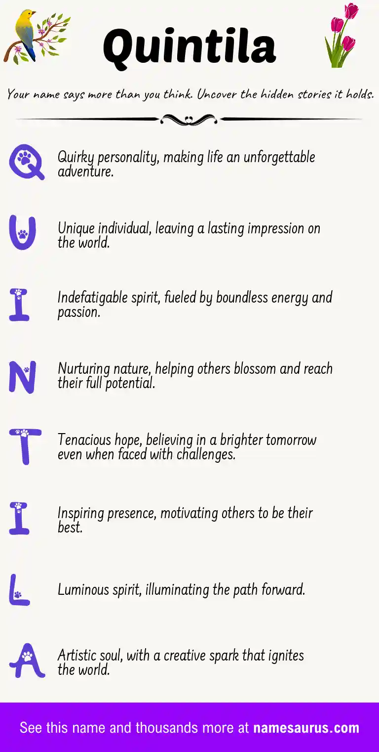 Acrostic poem about Quintila.
