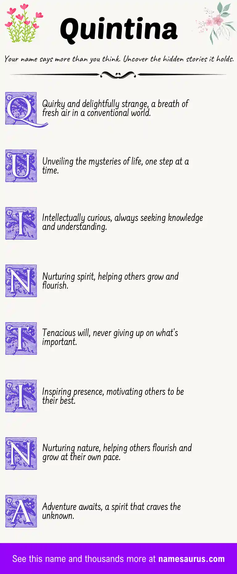 Acrostic poem about Quintina.