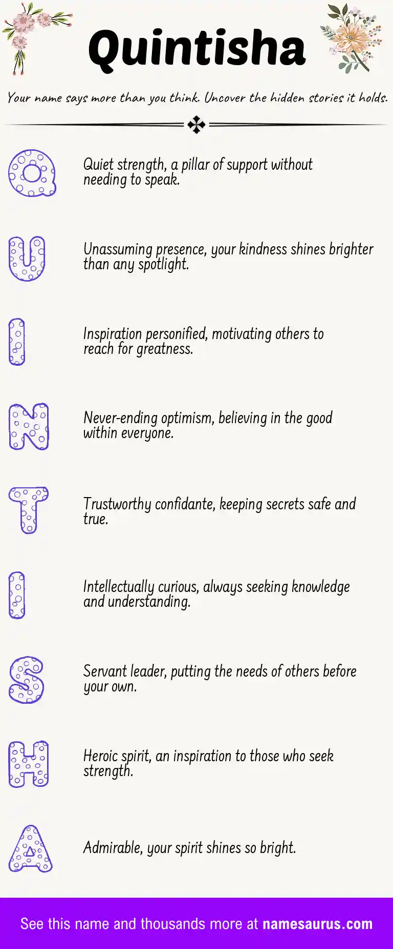 Acrostic poem about Quintisha.