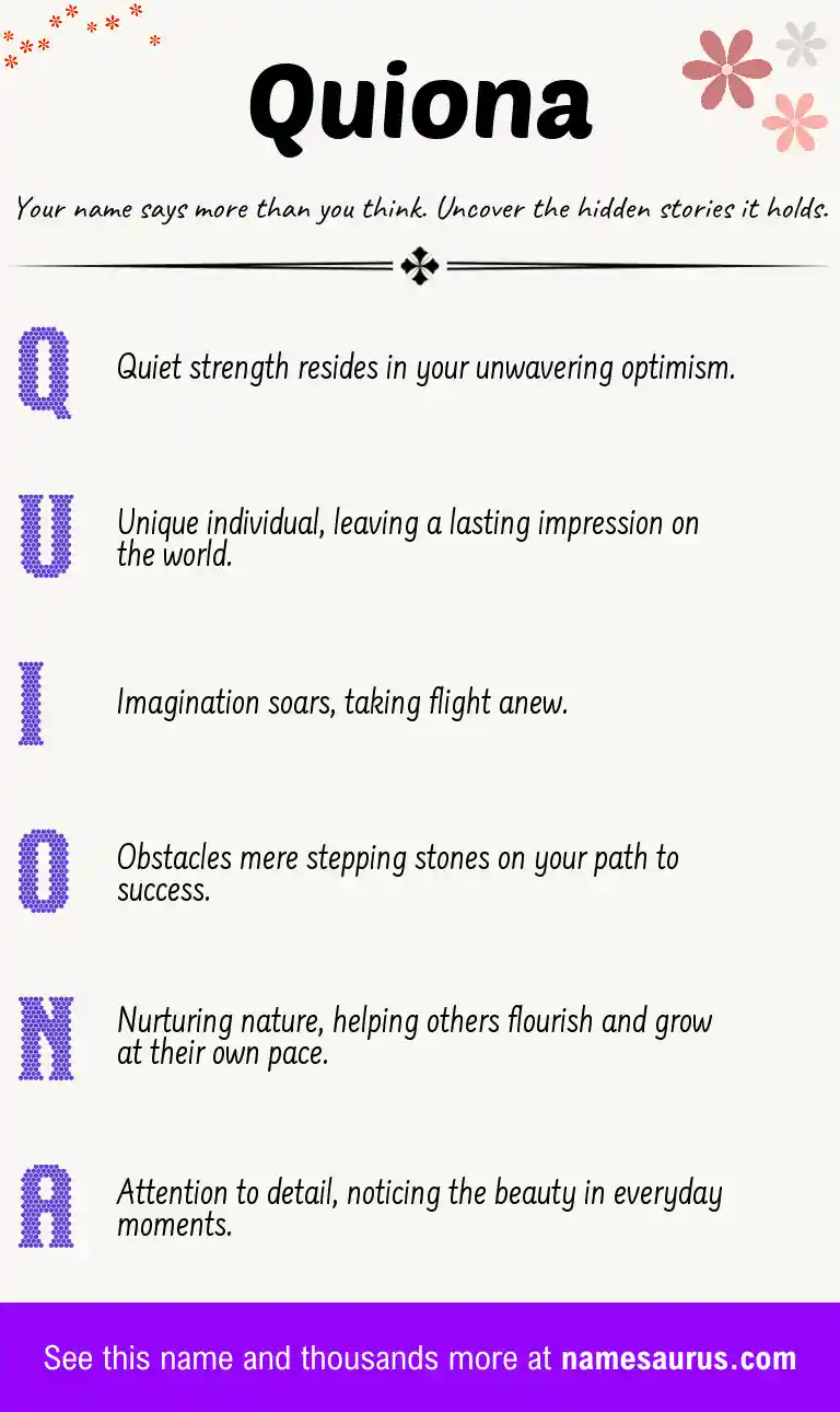 Acrostic poem about Quiona.