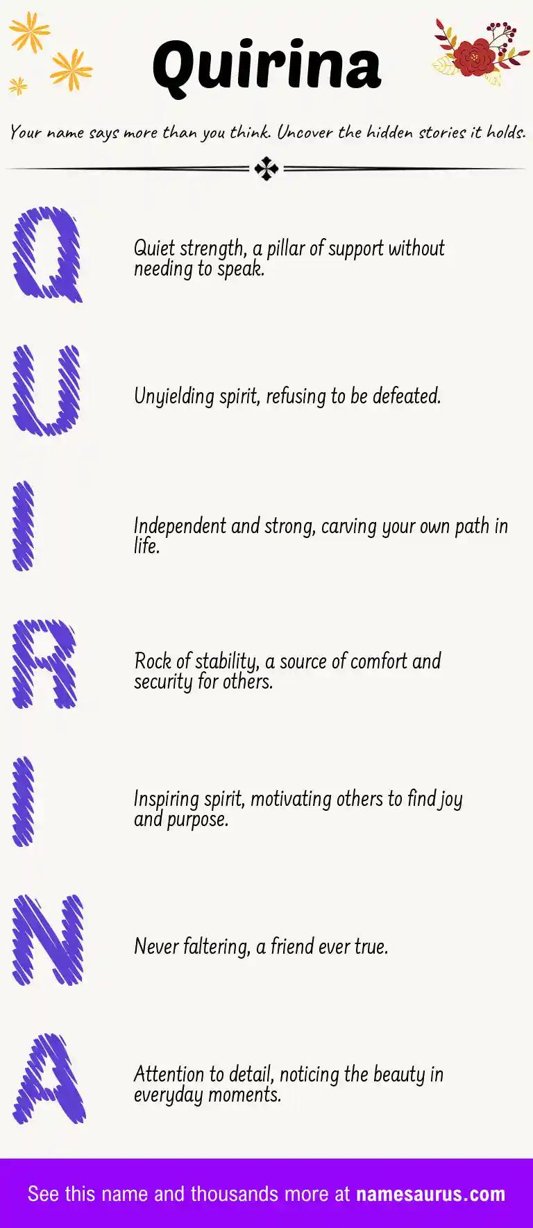 Acrostic poem about Quirina.