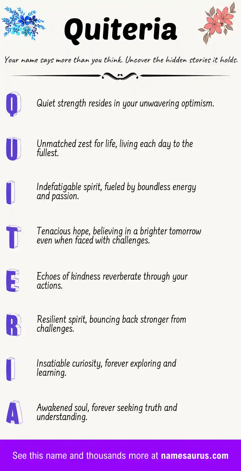 Acrostic poem about Quiteria.