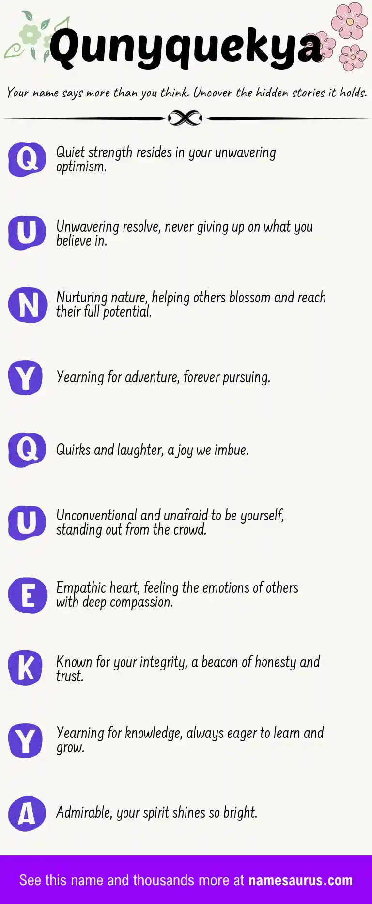 Acrostic poem about Qunyquekya.