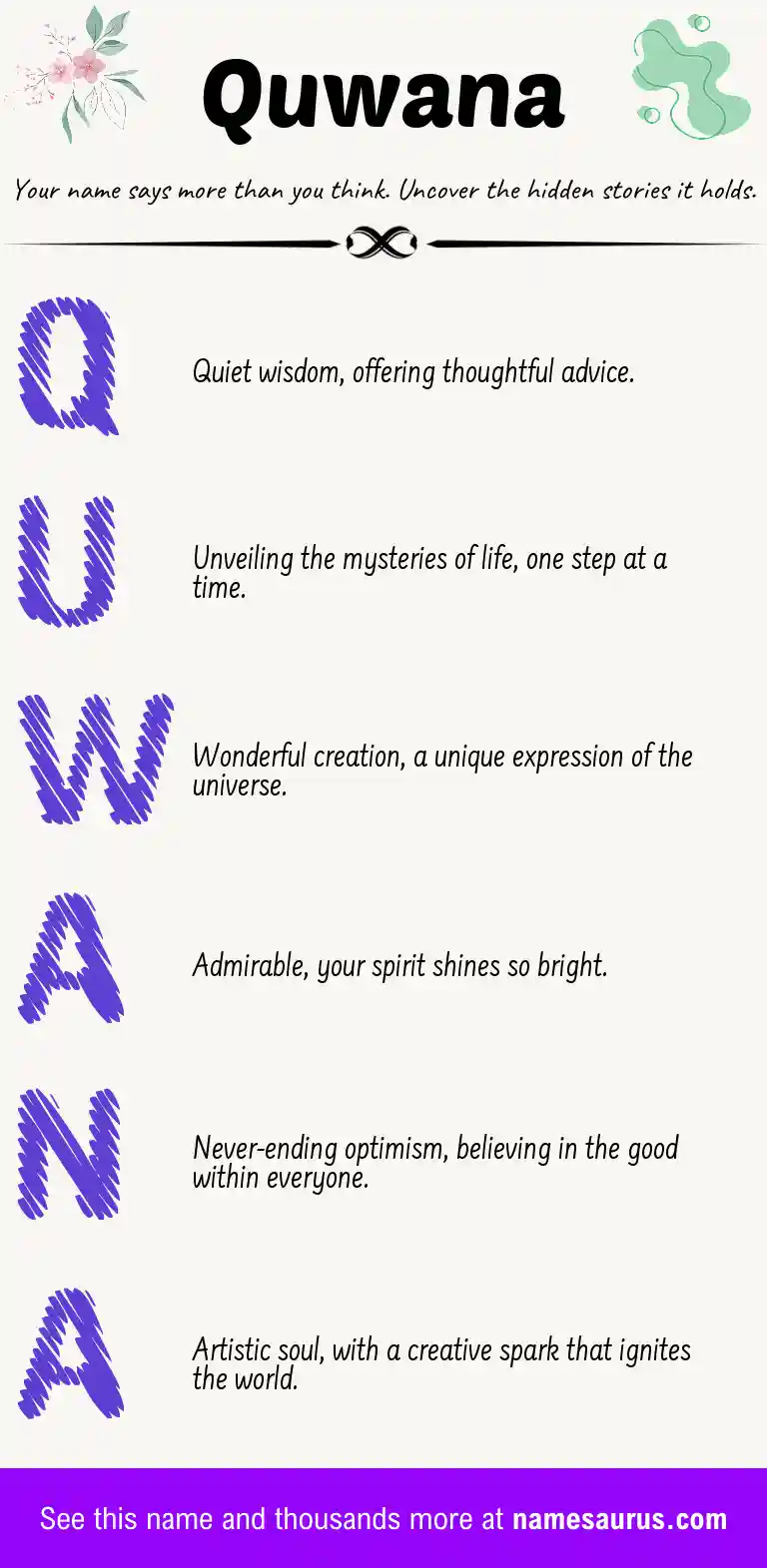 Acrostic poem about Quwana.