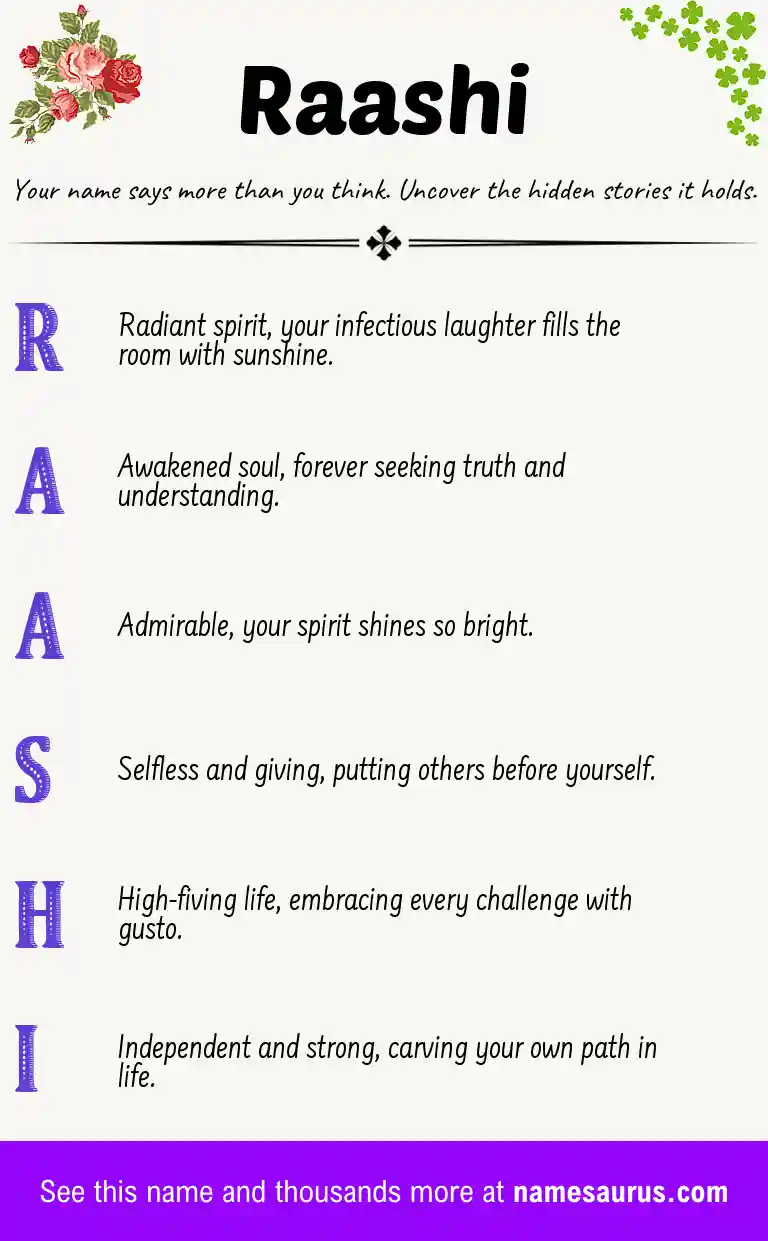 Acrostic poem about Raashi.
