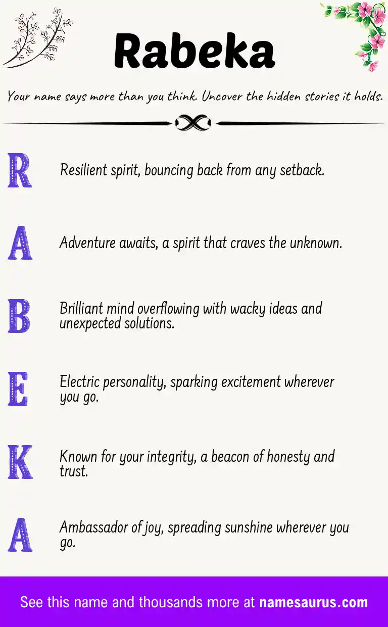Acrostic poem about Rabeka.